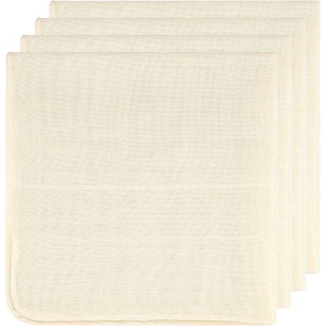 4 Pièces Tissu Mousseline pour Cuisiner, Filtre Étamine à Confiture Non Blanchi, Filtre Tissu Réutilisable pour Égoutter, 50 x 50 cm Filtre à Fromage Tissu Alimentaire pour Égoutter, Cuisiner, Beurre (1/4)