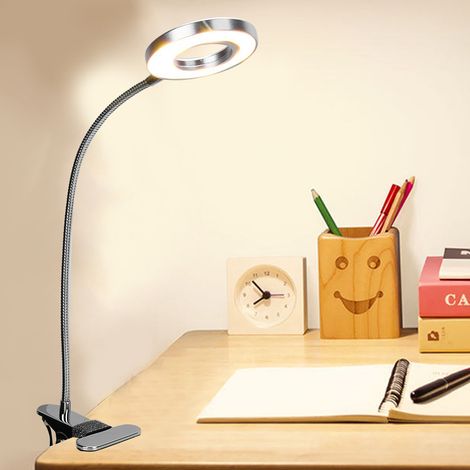 Lampe de table rechargeable USB, à intensité variable, pour étudier ou lire, avec protection des yeux et pince pour lampe (1/5)