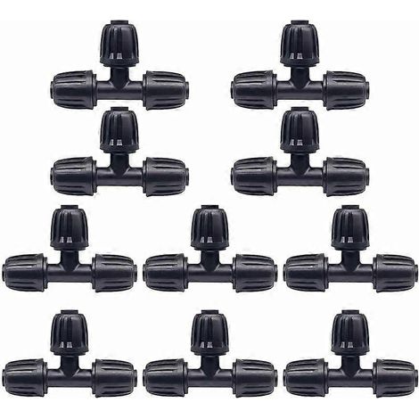Lot de 10 raccords pour tuyau d'arrosage, raccords en plastique à 3 voies, adaptateur d'arrosage 16 mm, accessoires d'arrosage pour robinet. (1/5)