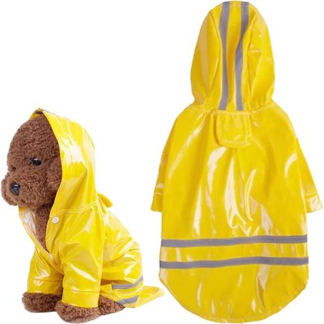 réfléchissante Manteau Chien Pluie avec Capuche Manteau imperméable avec Trou de Laisse légère réglable Poncho,Étanche Ultraléger et Aéré, pour Les Races Petites Moyennes (3 à 5 kg)-M (1/5)