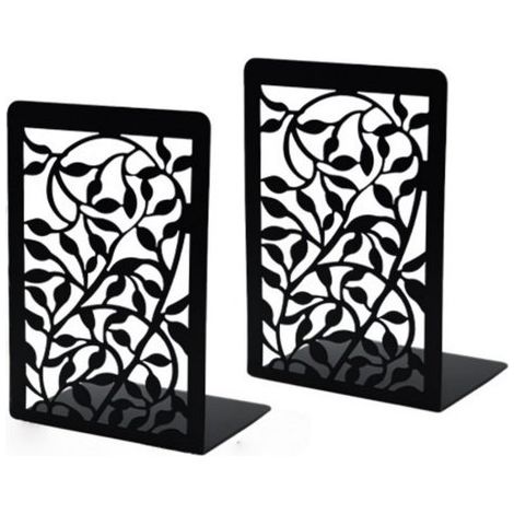 Set mit 2 Buchstützen L förmige, dekorative Buchstützen aus Eisen Durchbrochene Metallbuchstützen Rutschfest und rostfrei für Zuhause, Büro und B (1/5)