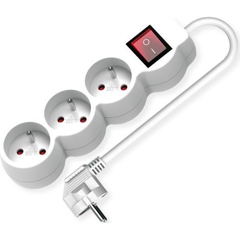 VALUE BÂTI DE PRISES TRIPLE UTE AVEC INTERRUPTEUR, PRISES RONDES, BLANC, 3 M 19.99.0961