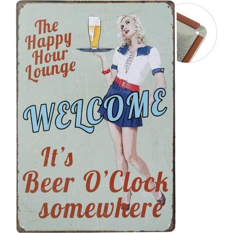 Plaque Métallique Vintage - 20 x 30 cm - Décor Murale pour Bar Restaurant Pub - Motif Bienvenue (1/5)