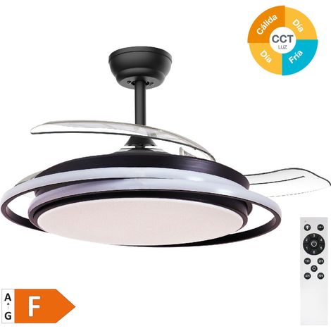 Ventilador techo Bauala con luz CCT regulable y mando Ø107 DC Negro (1/5)