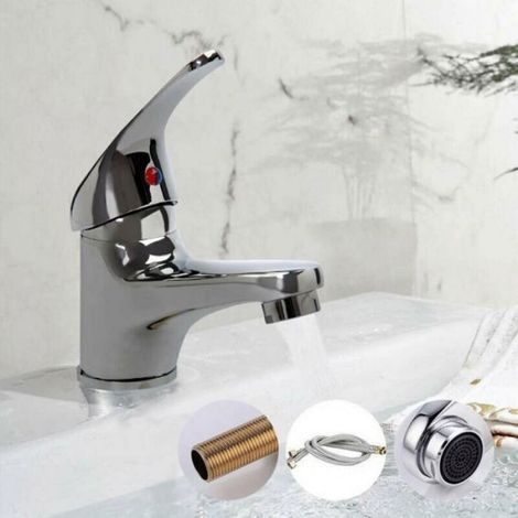 Mitigeur Lavabo - Laiton Massif Chromé - Disque Céramique Étanche - Pour Salle De Bain Et Cuisine - 1 Pièce (1/3)