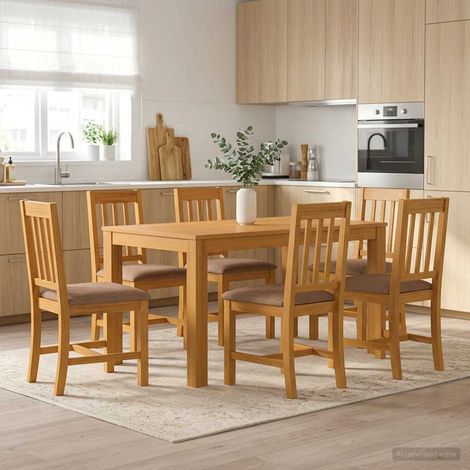 vidaXL Ensemble de salle à manger 7 pc Gris Bois de chêne massif (1/5)