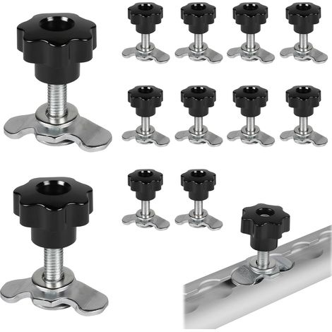 Pack de 12 raccords à vis pour Rail d'arrimage Rail Compagnie aérienne, Embout M8x60 500daN avec vis poignée étoile (1/5)