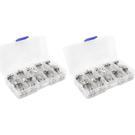 Kit de 2 boîtes de fusibles à tube en verre M6x30mm 0,5A-30A à action rapide avec boîte de rangement (1/5)