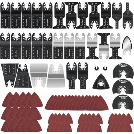 Lot de 96 lames d'outils oscillantes, kit multifonctions pour bois, métal, plastique, à dégagement rapide Dewalt, Rockwell, Ryobi - (1/5)