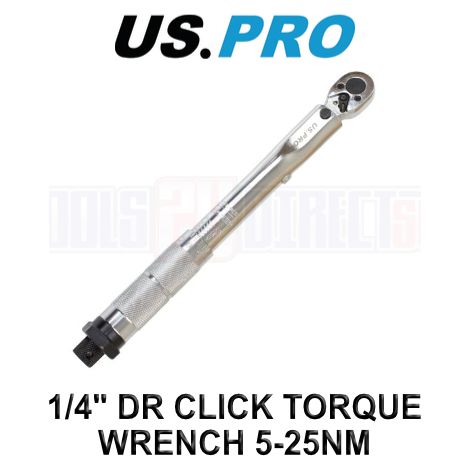 US PRO TORQUE WRENCH 1/4"" DRIVE CLICK 5-25NM CV STEEL RATCHET GARAGE TOOL 6795 (1/3)