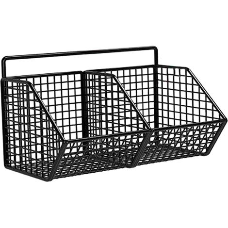 1 Panier de rangement, Double Grille, étagère murale suspendue, fer solide, cuisine, salle de bain