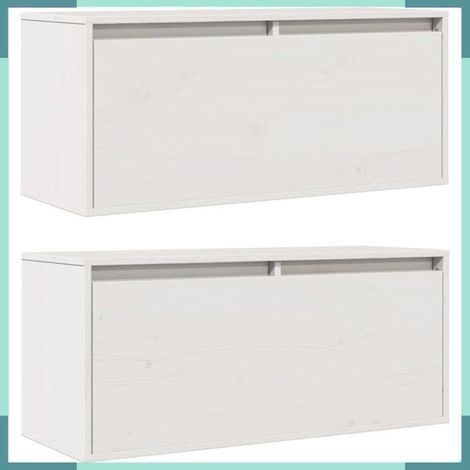 813458 Armoires murales 2 pcs Blanc 80x30x35 cm Bois de pin massif (1/5)