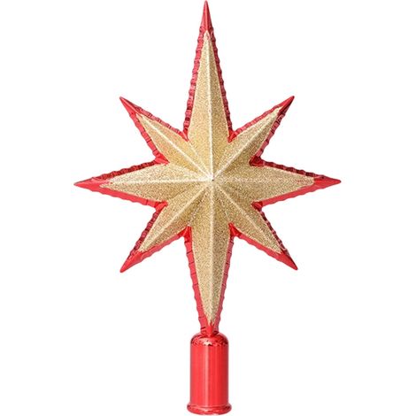 Étoile Pour Sommet De Sapin De Noël - 29 X 18 X 5 Cm - Or Rouge Argenté - Décoration Intérieure Et Extérieure - 1 Pièce (1/5)