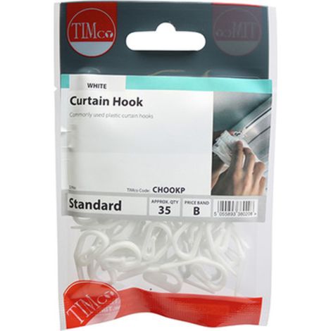 Timco Plastic Curtain Hooks White - (35 Pack)
