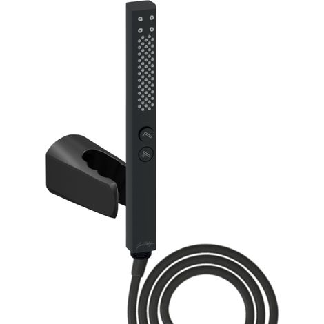 Pommeau de douche JACOB DELAFON Shift+ carré 2 jets noir mat + flexible + support
