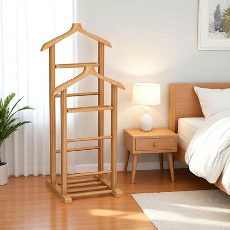 Valet de chambre double - bois clair, vide-poches SITIA (1/5)