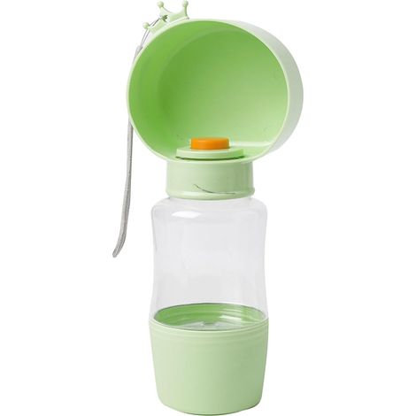 Bouteille d'eau portable pour chiens et chats, grande capacité (350 ml), avec compartiment pour croquettes. Idéale pour les voyages et les activités de plein air. (1/4)