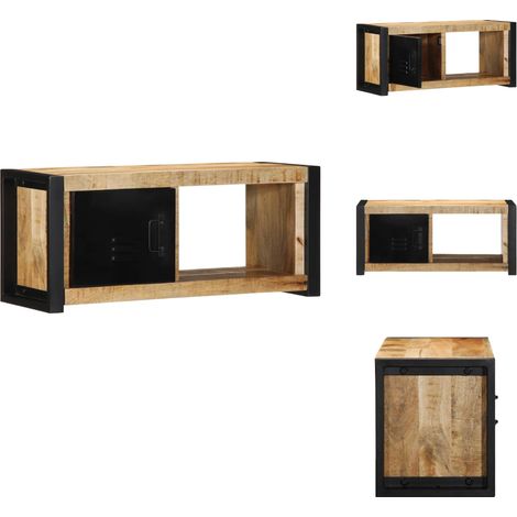 Meuble TV 80x30x35 cm bois massif de manguier brut - Meuble TV - Meubles TV - Banc Tv - Buffet Tv (1/5)