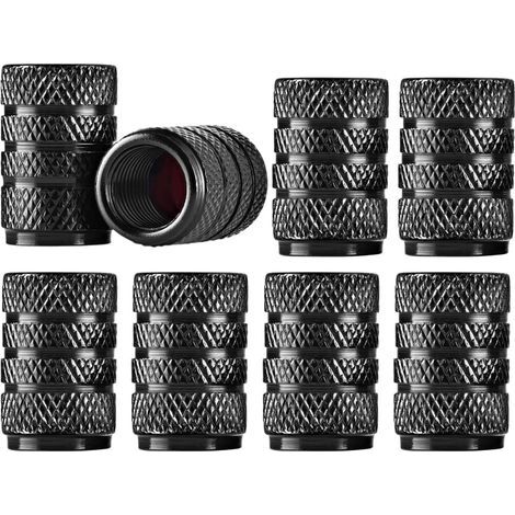Capuchons de Valve - Lot de 8 pour Pneus de Voiture, Couvre-Valves, Capsules de Valve pour Automobiles, SUV, Motos, Vélos(Noir) (1/4)