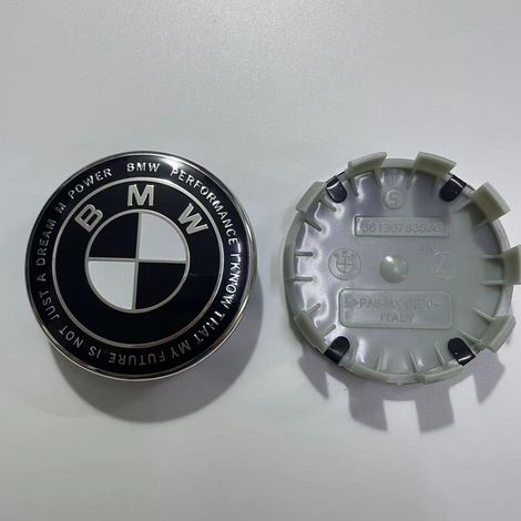 Cache moyeu de roue BMW 68 mm noir et blanc, emblème centre de jante pour Série 1 3 5 7 X1 X3 X4 X5 X6, logo automobile, lot de 4 pièces