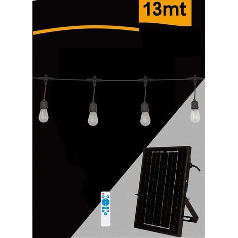 TrAdE Shop Traesio - Catena Luminosa Con Pannello Solare 10 Lampadine E27 Impermeabile Ip65 S20a-10m - (1/5)
