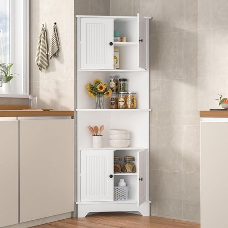 Eckschrank Küche 173cm mit 2 Ebenen und 2 Türen, weiß/schwarz, Landhausstil (1/5)