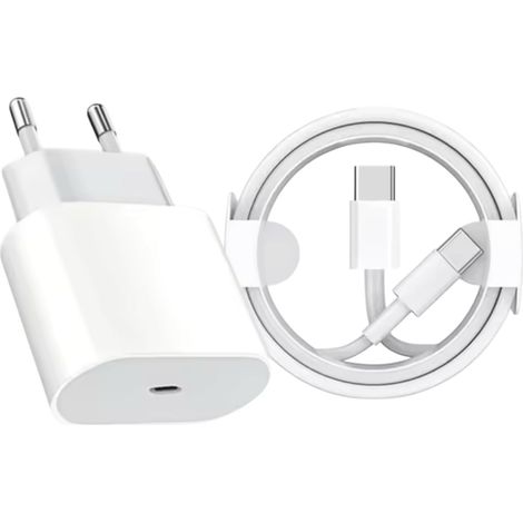 20W Schnellladeadapter mit USB-C für europäische Stecker, 1m Ladekabel, Reiseladegerät für Europa, EU, Euro, Spanien, Italien, Frankreich und Deutschland. (1/4)