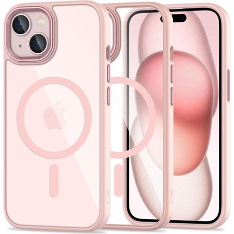 Étui de protection Tech-Protect Magmat MagSafe pour iPhone 15 rose/transparent