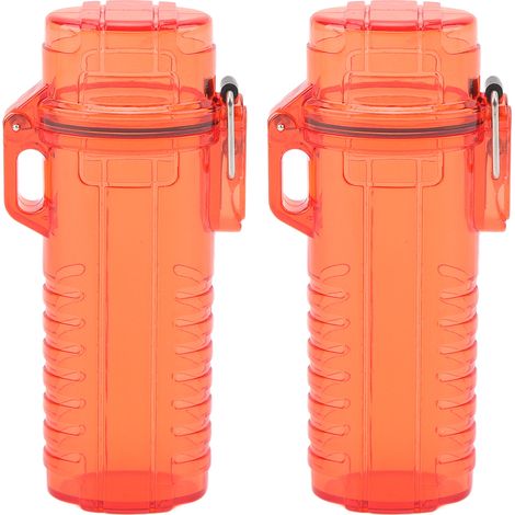 2 étuis de briquet étanches en plastique transparent rouge, boîte de rangement pour briquet, idéal pour camping et randonnée en extérieur (1/5)