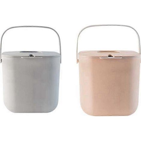 Lot de 2 bacs à compost pour déchets organiques quotidiens avec couvercle et doublure amovible anti-odeurs pour la cuisine (1/5)
