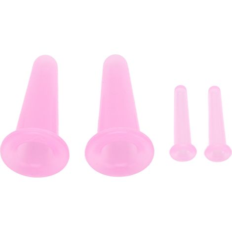 Ensemble de 4 ventouses de massage pour le visage - Pratique, compact, léger, souple et lavable - Rose (1/5)