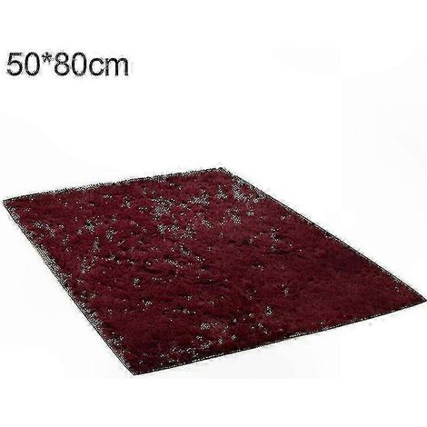Tapis moelleux antidérapant pour salon, tapis de sol doux et confortable, sous-tapis rembourré, rouge bordeaux, 50 x 80 cm (1/5)