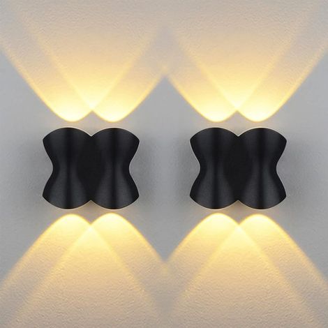 2 Pack Applique Murale Interieur LED IP54 Etanche Exterieur Applique Murale 4W Chambre Salon Murale Lampe 220v Blanc Chaud Source 3200K (Noir) (1/5)