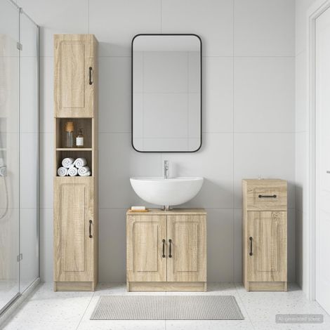 vidaXL 3 Piece Bathroom Cabinet Set UTRECHT Sonoma Oak Engineered Wood (1/5)