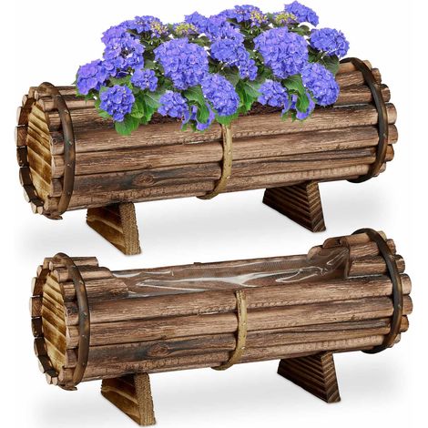 Flower box Wood Set of 2 (1/5)