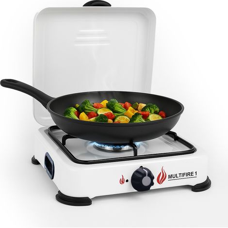 Réchaud à gaz 1 feu 1500W – Brûleur fonte amovible – Couvercle et grille robustes – Compatible gaz butane et propane – Intec