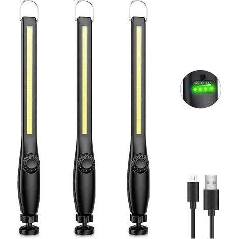 LED work light for mechanics, rechargeable work light, dimmable COB workshop light, LED flashlight for car, garage, camping (3 pieces) (1/5)
