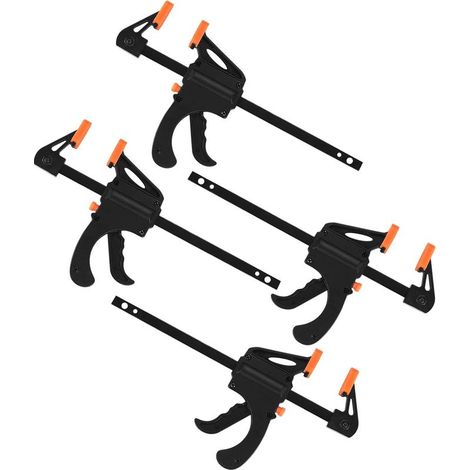 Jeu de 4 serre-joints à une main, serre-joint à cliquet, cliquet à dégagement rapide, serre-joint pour fixation du bois, serre-joint en plastique – 10 cm (1/5)