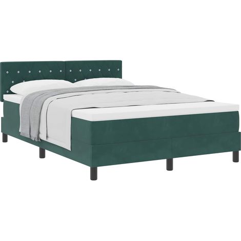 Maison Exclusive - Letto a molle con materasso Verde Scuro 140 x 190 cm Velluto
