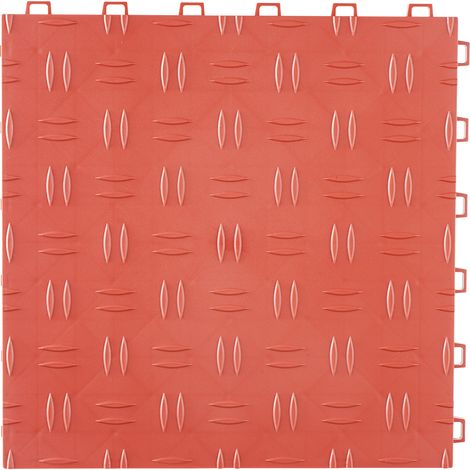 Mophorn Piastrelle per pavimenti da garage ad incastro 12" x 12" x 0,53", confezione da 50, antiscivolo, texture bifacciale, pavimentazione per garage, scantinati, officine di riparazione, rosso