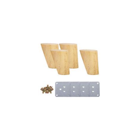 Set di 4 gambe da 6 cm per tavoli e mobili in legno angolati, con piastre di montaggio e viti – Crezuo (1/4)