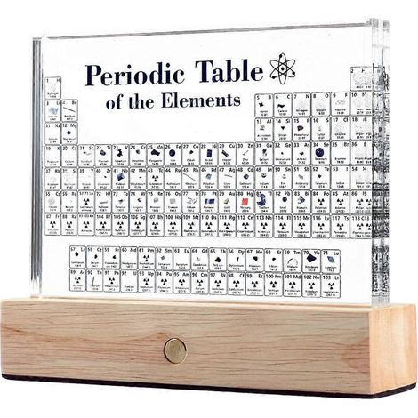 Tableau périodique avec éléments réels à l'intérieur, tableau des éléments, présentoir en acrylique. Compatible avec les tableaux périodiques à 83 éléments. (1/5)