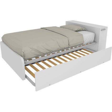 Letto una piazza e mezza 120x190 con contenitore e secondo letto estraibile - Bianco (1/5)