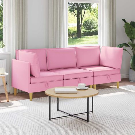 vidaXL Modular Sofa Set mit Stauraum 3 pcs Rosa Stoff (1/5)