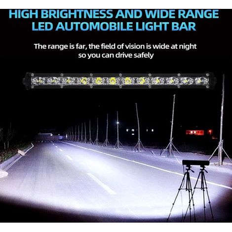 Barra de luz LED de 13 pulgadas y 36 W, haz puntual, 6000 lúmenes, faros antiniebla LED todoterreno, lámpara de trabajo para conducción, 12 V/24 V, luces diurnas para coche, blanco xenón 6000 K - 1 un (1/5)