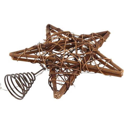 Weihnachtsgirlande aus Rattan, 25 cm großer Baumspitzenstern, festliche Dekoration (AA-Batterien nicht enthalten) – Huflattich-Design (1/5)