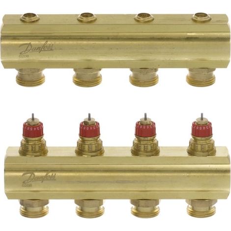 Danfoss Distribuidor FBH FHF-4 4 circuitos, sin indicador de caudal, 088U0504