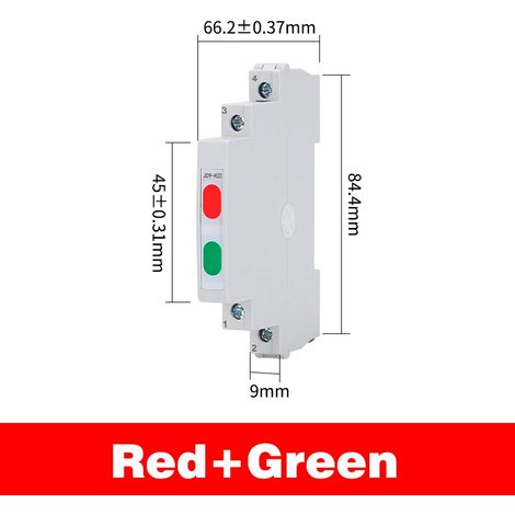 Voyant LED rouge/vert, montage sur rail DIN, boîtier de distribution AC/DC 220 V/24 V, ultra-mince, double/simple, rouge/vert (1/5)