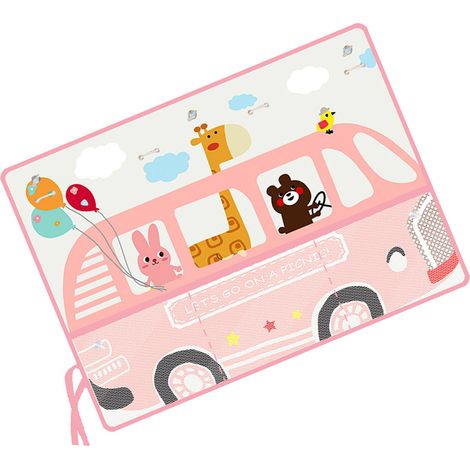Pare-soleil voiture multifonction avec rangement, rideau anti-UV à ventouse, motif girafe, filet de protection, accessoire auto avec sac intégré (1/5)