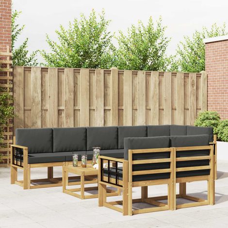 vidaXL Outdoor-Sofagarnitur 9 Stk. Weiß und Anthrazit Polyester (1/5)
